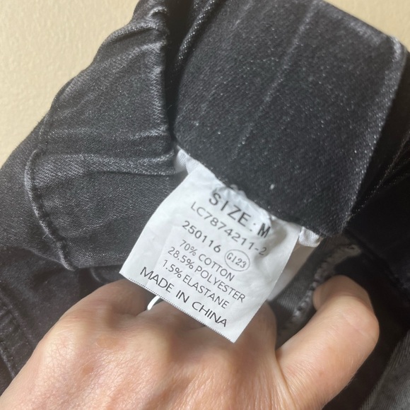 Black Wide Leg Pull On Casual Denim Jeans Size Medium High Rise Stretch Baggy - Picture 4 of 8